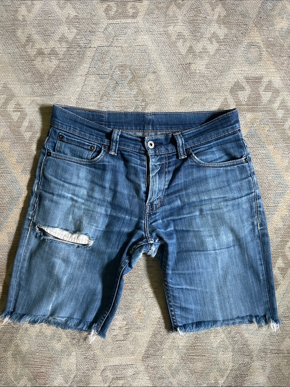 Levi's Blue Distressed Denim Jean Shorts